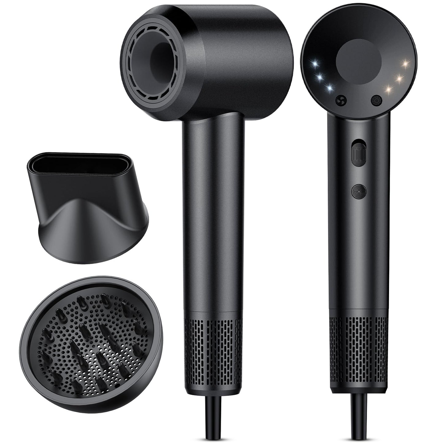 aowoka Hair Dryer, 160000 RPM Professional High Speed Ionic Blow Dryer 500 Million Negative Ions & Heat-Control & Low Noise Hairdryer for Faster Drying, No Heat Damage, Travel with Diffuser(Grey)
