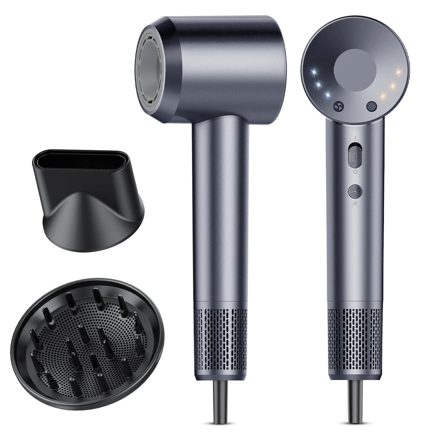 aowoka Hair Dryer, 160000 RPM Professional High Speed Ionic Blow Dryer 500 Million Negative Ions & Heat-Control & Low Noise Hairdryer for Faster Drying, No Heat Damage, Travel with Diffuser(Grey)