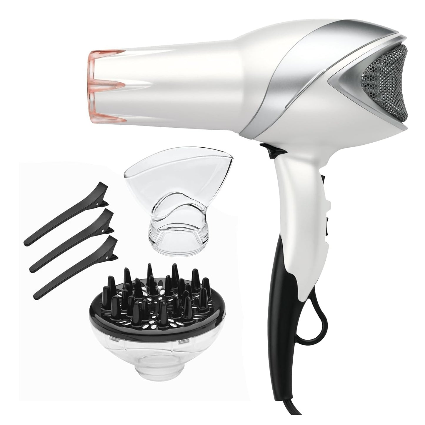 REVLON Infrared Ionic Hair Dryer with Diffuser & Concentrator, 2 Speed Settings, Blow Dryer with Tourmaline Technology for Frizz Control, 1875 Watt Power for Fast Drying, Suitable for All Hair Types