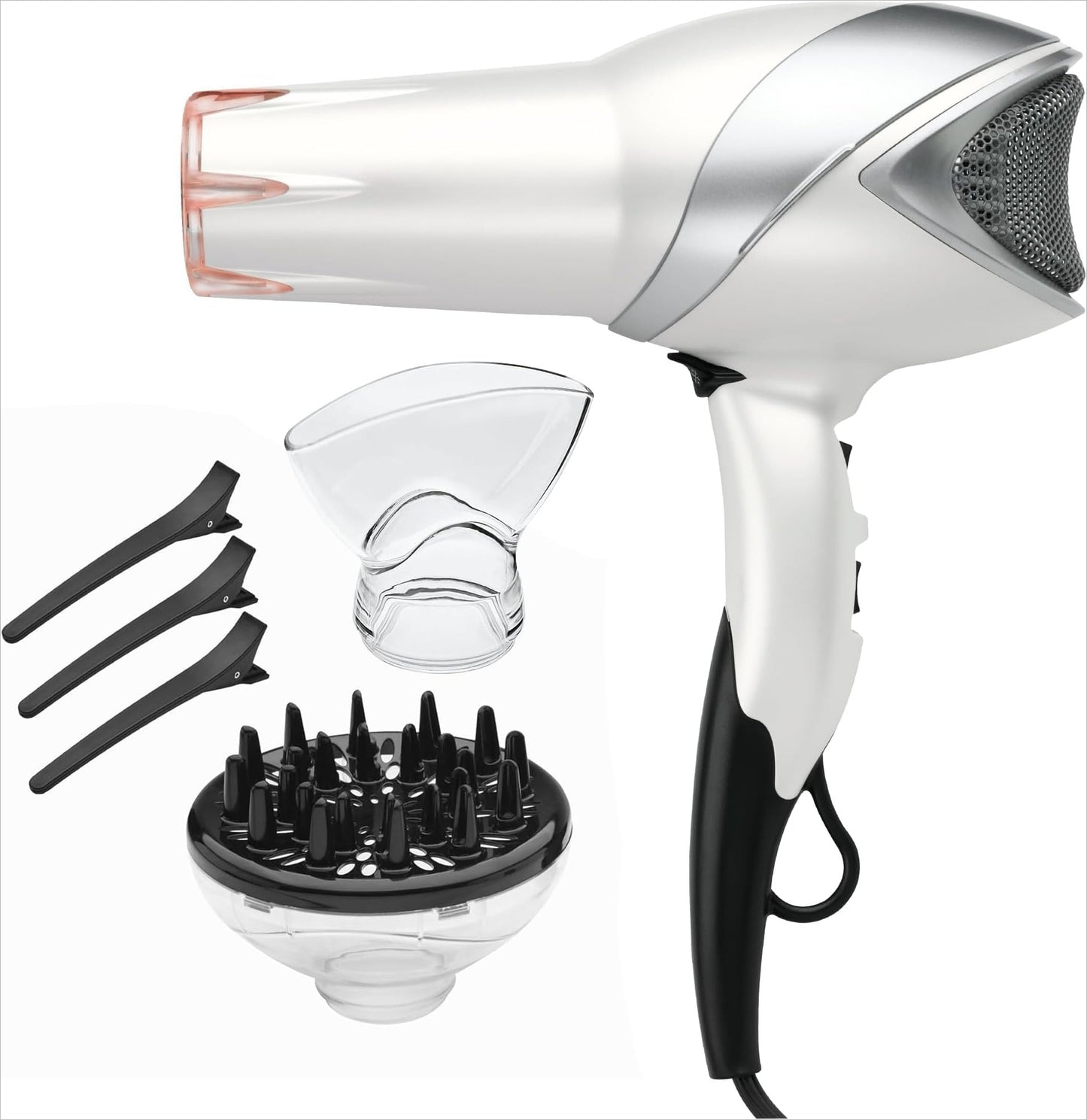 REVLON Infrared Ionic Hair Dryer with Diffuser & Concentrator, 2 Speed Settings, Blow Dryer with Tourmaline Technology for Frizz Control, 1875 Watt Power for Fast Drying, Suitable for All Hair Types