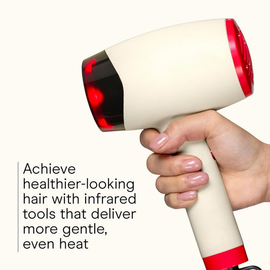 Infiniti PRO CONAIR LED Infrared Hair Dryer with Dual Ion Ceramic Technology, Anti-Frizz Ionic Blow Dryer, 3 Heat 3 Speed Settings, Professional Diffuser, White