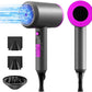 slopehill Professional Ionic Hair Dryer, Powerful 1800W Fast Drying Low Noise Blow Dryer with 2 Concentrator Nozzle 1 Diffuser Attachments for Home Salon Travel (Black)