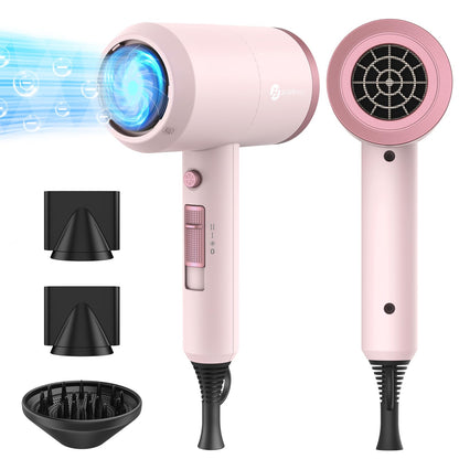 slopehill Professional Ionic Hair Dryer, Powerful 1800W Fast Drying Low Noise Blow Dryer with 2 Concentrator Nozzle 1 Diffuser Attachments for Home Salon Travel (Black)