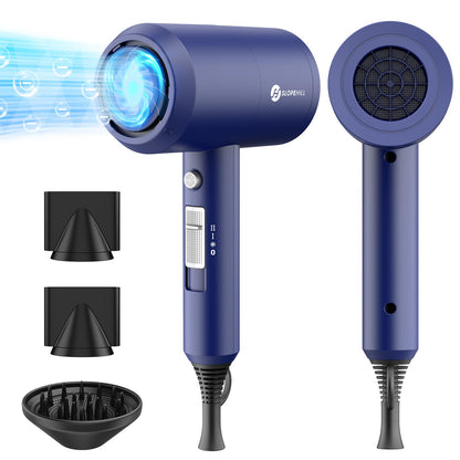 slopehill Professional Ionic Hair Dryer, Powerful 1800W Fast Drying Low Noise Blow Dryer with 2 Concentrator Nozzle 1 Diffuser Attachments for Home Salon Travel (Black)