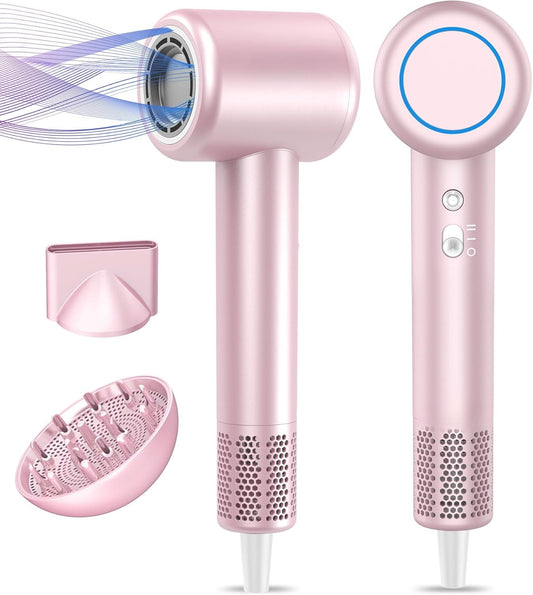 Hair Dryer, High-Speed Ionic Low Noise Blow Dryer with Brushless Motor for Fast Drying, Thermo-Control Quiet Compact Hair Blow Dryer with Magnetic Diffuser for Curly Hair for Home Travel Salon