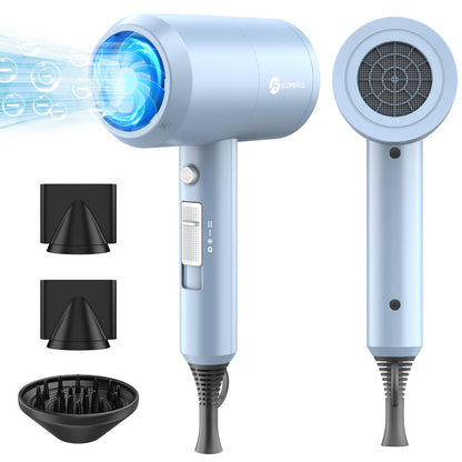 slopehill Professional Ionic Hair Dryer, Powerful 1800W Fast Drying Low Noise Blow Dryer with 2 Concentrator Nozzle 1 Diffuser Attachments for Home Salon Travel (Black)