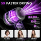 aowoka Hair Dryer, 160000 RPM Professional High Speed Ionic Blow Dryer 500 Million Negative Ions & Heat-Control & Low Noise Hairdryer for Faster Drying, No Heat Damage, Travel with Diffuser（Grey）