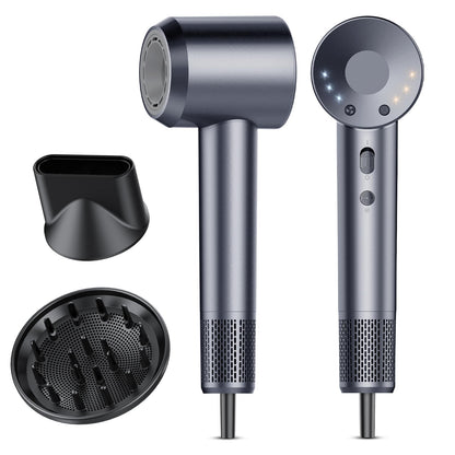 aowoka Hair Dryer, 160000 RPM Professional High Speed Ionic Blow Dryer 500 Million Negative Ions & Heat-Control & Low Noise Hairdryer for Faster Drying, No Heat Damage, Travel with Diffuser（Grey）