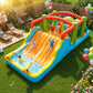 Inflatable Castle Pool, Themed Water Park, Bouncing Area, Large Pool, Long Slide, Plus Deep Pool with Climbing Wall & Water Cannons, Ideal for Summer Fun In Your Backyard