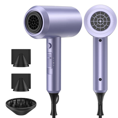 slopehill Professional Ionic Hair Dryer, Powerful 1800W Fast Drying Low Noise Blow Dryer with 2 Concentrator Nozzle 1 Diffuser Attachments for Home Salon Travel (Black)
