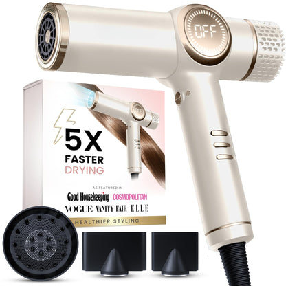 ELLA BELLA® Professional Ionic Hair Dryer with Diffuser • Negative Ion Blow Dryer • Suitable All Hair Types • Intelligent Heat Control & Rapid Drying Speeds • Lightweight Design • Low Noise Technology