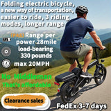 Electric Bike 48V Battery, Brushless Motor, 15-20MPH, Folding Electric Bicycle for Adults, Lightweight Commuter E-Bike with Removable Lithium Battery, Suitable for Urban Commuting, The Best Choice for A Gift, Easy Assemble, Portable Compact Design