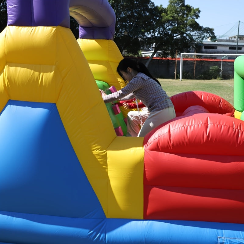 [Inflatable Obstacle Castle] Inflatable Obstacle Course Castle - Multi-Functional Obstacle Course Castle, Made of 100% Commercial-Grade PVC, Comes With a Blower for Easy Setup, Suitable for Outdoor Sports and Games